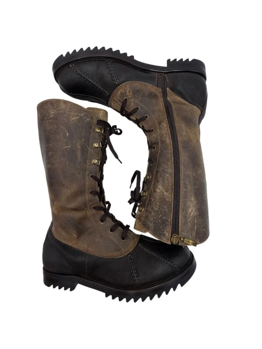Cesare Paciotti Italy Mens Size 8UK 9US Brown Leather Laced up Tall Combat Boots